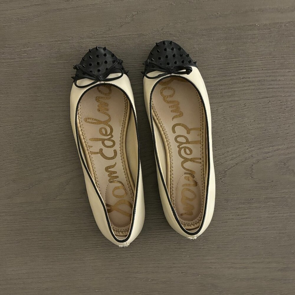 Sam Edelman Women's Monet Cap Toe Black & White Ballet Flats | Women's 9